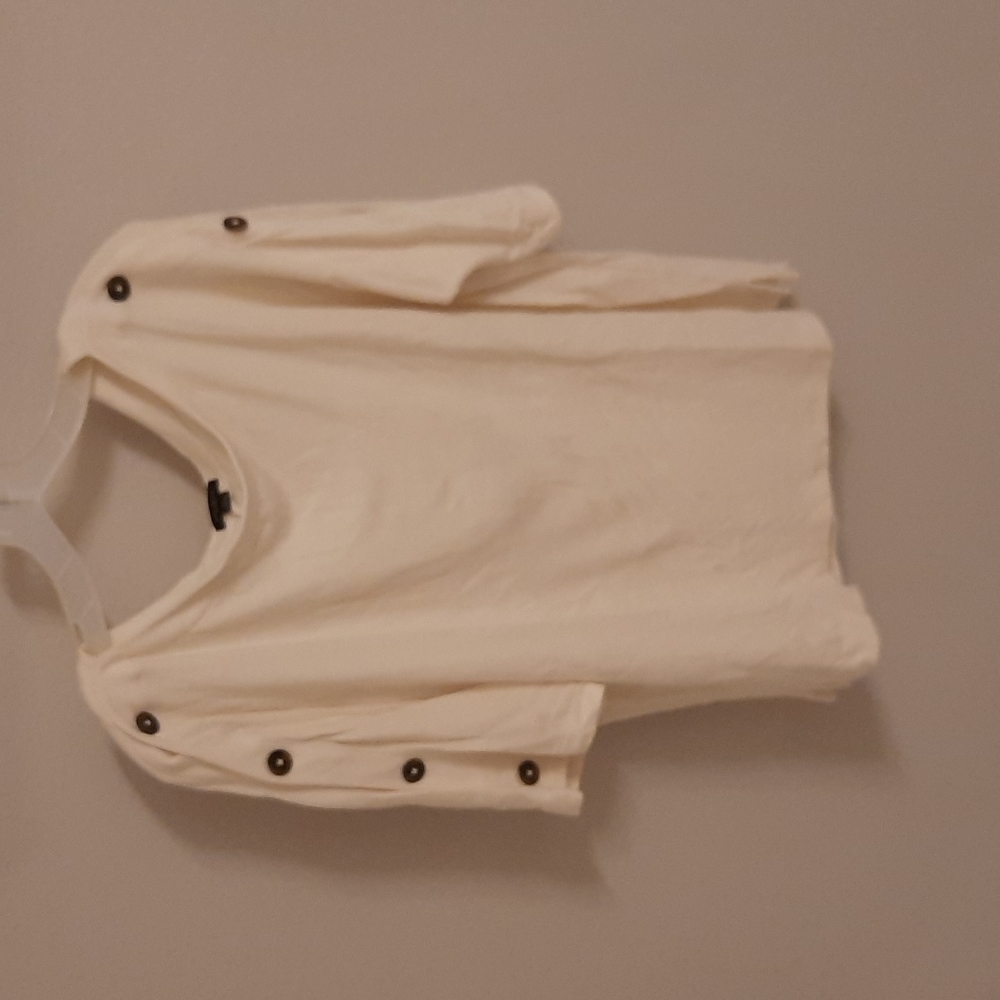 Cream button sleeve top